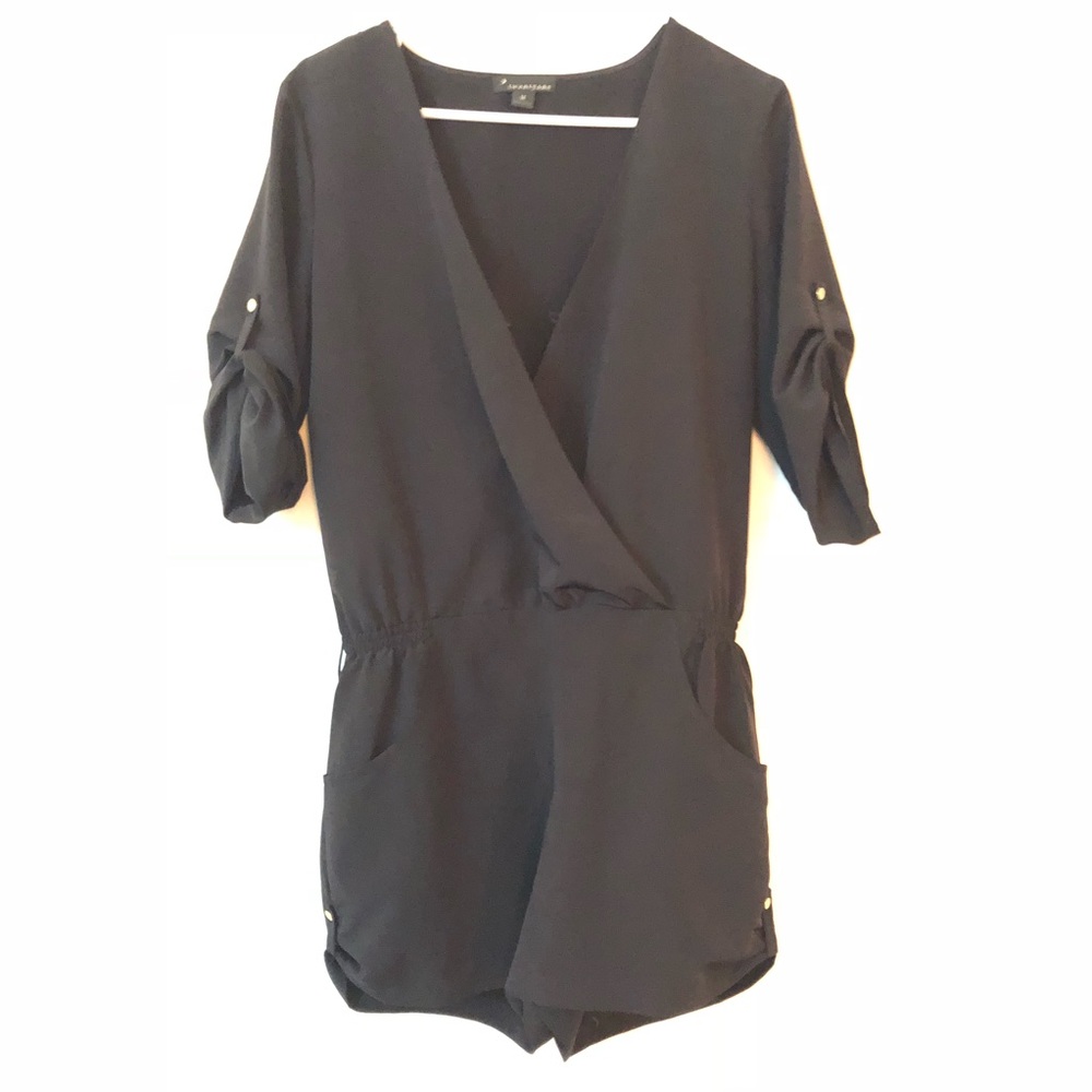 F21 black surplice romper